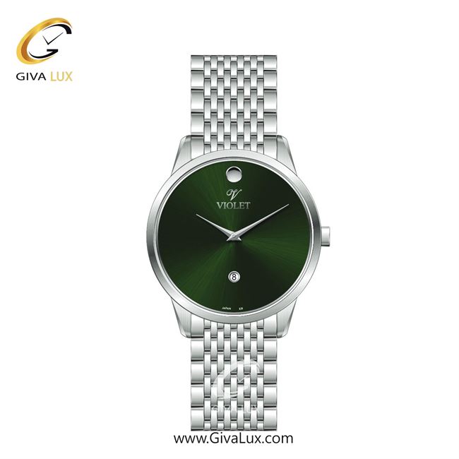 ساعت مچی اورجینال زنانه ویولت VIOLET نقره ای | نقره ای| سبز یشمی تیره| کد رفرنس 0550